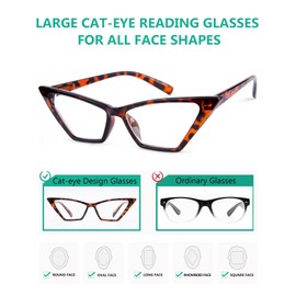 Eyekepper 10-Pack Cat Eye Reading Glasses for Women (8 Pairs Reading Glasses & 2 Pairs Reading Sunglasses) Oversized Ladies Readers +3.50