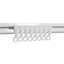 Curtain Glider Hooks White Plastic Curtain Hook, Pack of 50