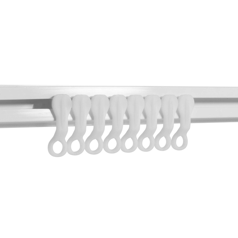Curtain Glider Hooks White Plastic Curtain Hook, Pack of 50