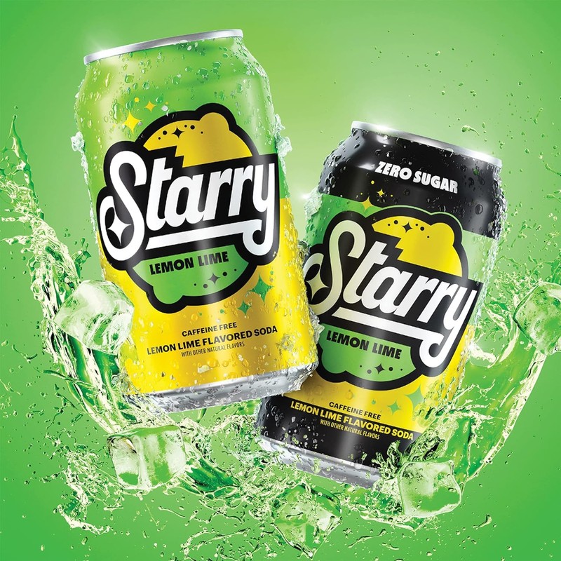 Starry Lemon Lime Soda, Caffeine Free, Mini Cans, 7.5 Fl