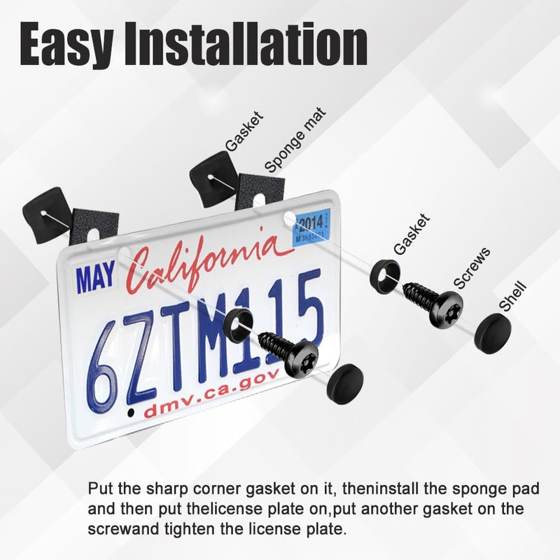 WINUERK 4Sets Black Anti Theft License Plate Screws Kits, Rustproof