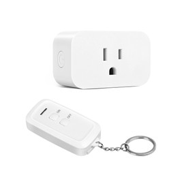 Teklectric Indoor Remote Controlled Outlet with 100 Foot Range Remote - Keychain Remote ON-Off with Push Button Outlet 125VAC, 60Hz, 15A, 1875W