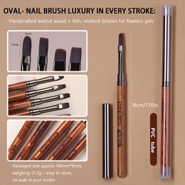 JFIYUOMCI Acrylic Nail Brush - Lengthen 13mm, Professional Nail Art Brushes for Easy Powder, Gel Polish, Extension Gel & Acrylic Application, Nail Design Tool for Manicure DIY & Salon - Oval Head