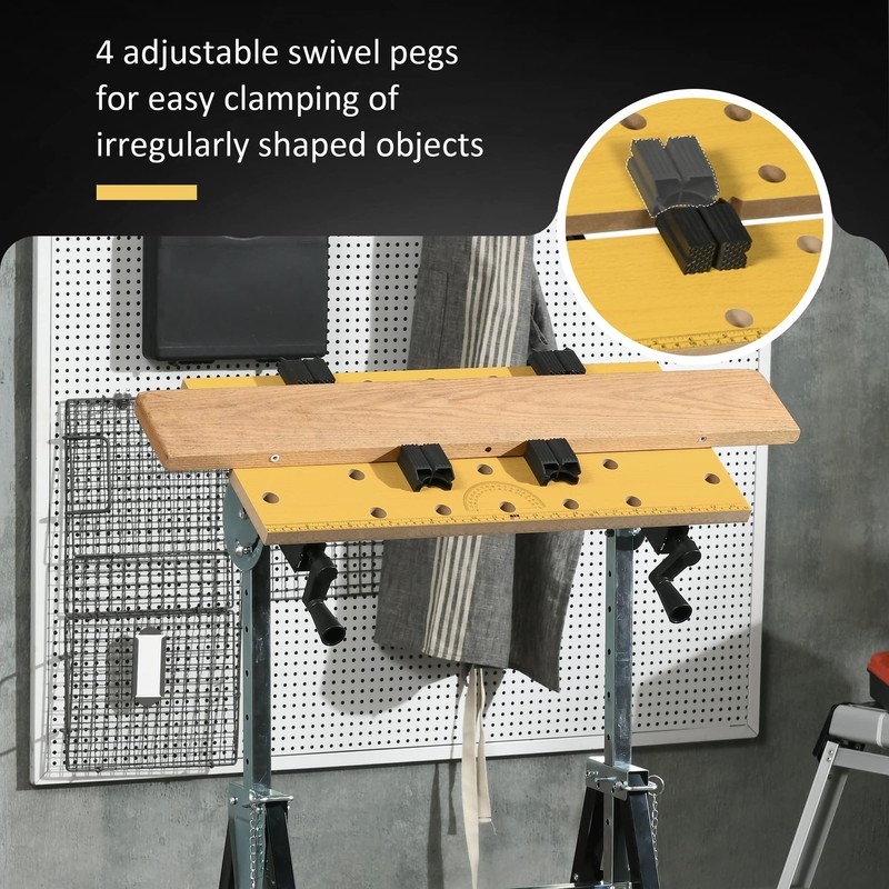 Adjustable Height & Angle Work Bench, Carpenter Saw Table with