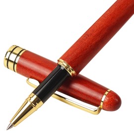 Wooden Ballpoint Pen Pen Case Set, Oil-based, Black Core, Present, Gift, Natural, Karin, Pear