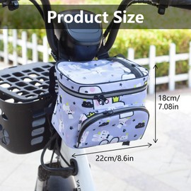 Fahrradkorb Kinder Vorne & Fahrradtasche Kinder｜18x22x18cm Stofftasche mit Reißverschlussfächern｜Hase Design mit Tierdruck｜Schnellmontage Haken​｜Universal für Fahrrad/E-Bike/Kinderwagen