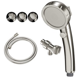 KAIYING Brushed Nickel High Pressure Handheld Shower Head with ON/OFF Switch, 3 Spray Modes, Adjustable Angle Bracket, and Hose