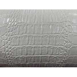 New Creations Fabric & Foam Inc, 53/54" Wide Gator Fake Leather Upholstery, 3-D Crocodile Skin Texture Faux Leather PVC Vinyl Fabric (White, 1 Yard)