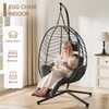 ONBRILL Hanging Egg Chair with Adjustable Footrest & Stand, Wicker