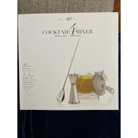 Silver One 4 Pc Set Cocktail Mixer Stainless Steel Plus Mixing Glass
