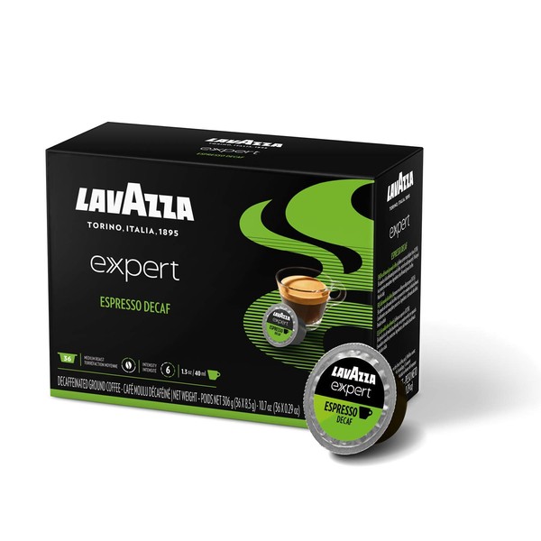Lavazza Expert Espresso Decaf Coffee Capsules (36 Capsules), Expert Espresso Decaf, 36Count,Value Pack, Blended and roasted in Italy, Full and balanced blend