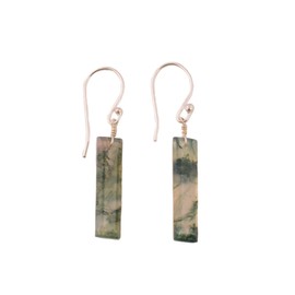 Natural Moss Agate Crystals Earrings, rectangle shape Gemstone, Energy Healing Crystals, Birthday, Gift for Her, Gemstone Jewelry AAA+ Quality (moss agate B)