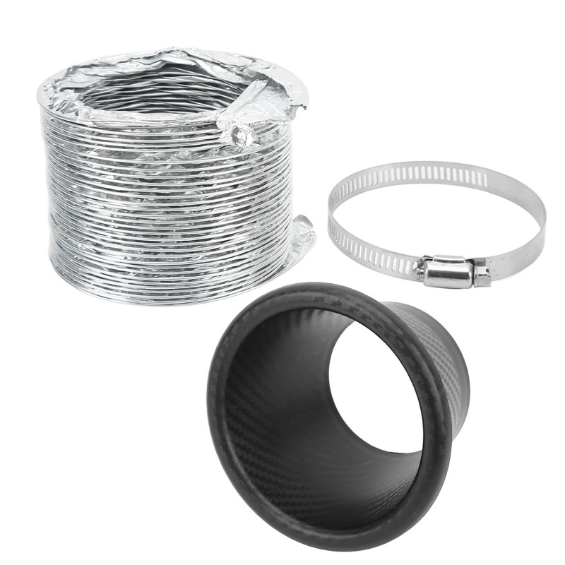 Turbo Air Intake Pipe Funnel Kit Universal Rubber Carbon Fiber