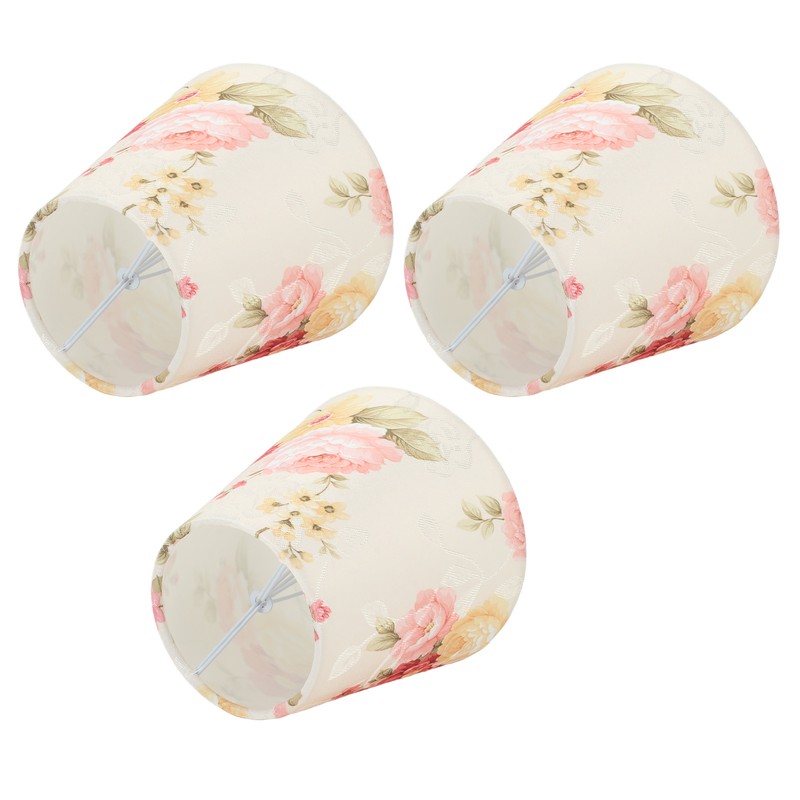 Cloth Lamp Shade Flower Pattern Clip On Bulb Lampshade for