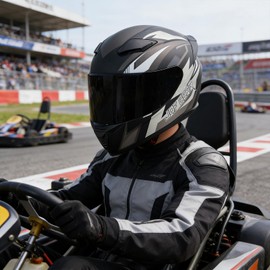 JQF Gear Full Face Motorcycle Helmet WS-607 DOT Approved Motorbike Racing Street Bike Helmets for Adults with Clear and Black Visor (Gray Ash B, L)