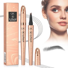 Magic Eyebrow Pencil - 2024 Waterproof 3D Microblading Eyebrow Pencil Contour Pen, Precise Eyebrow Pencil with 4 Tips, Durable Natural Eyebrow Pencil (13# Grey)