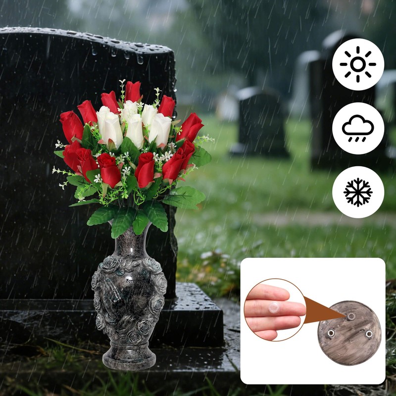 Grave Vase with Spike Cemetery Vase Resin Cemetery Flowers Holder