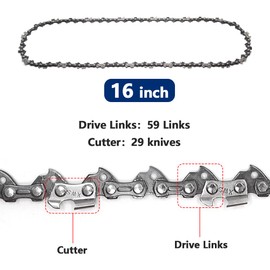 KtbeYTi Pack of 3 Saw Chains 16 Inch 59TG Mini Chainsaw Chain Replacement Chain for Cordless Chainsaw for Cutting Branches in the Garden