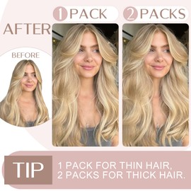 20 inch One Piece Clip in Human Hair Extension - Thick - #24 Natural Blonde 100% Remy Real Hair Pieces for Women 3/4 Full Head Straight (95g)