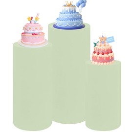 Juego de 3 fundas de pie de cilindro de elastano, fundas elásticas para pilares para soportes de pedestal de cilindro de metal, cubiertas elásticas para exhibición de zócalo para baby shower,