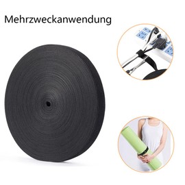 10 m Velcro Strap with 50 Buckles, Free Cutting Length Velcro Cable Ties, Reusable, Cable Ties, Velcro Fastening, Black, 2 cm Wide