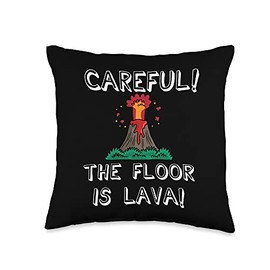 FUNNY Careful The Floor is Lava Cute Kids Youth Adult Throw Pillow, 16x16, Multicolor