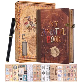 My Adventure Book DIY Photo Album, Retro Style Cover Photo Album for Couples, 164 Acid-free Pages, Travel Diary for Anniversaries, Holidays & Dates, Pocket Memory Book, Gift for Him and Her