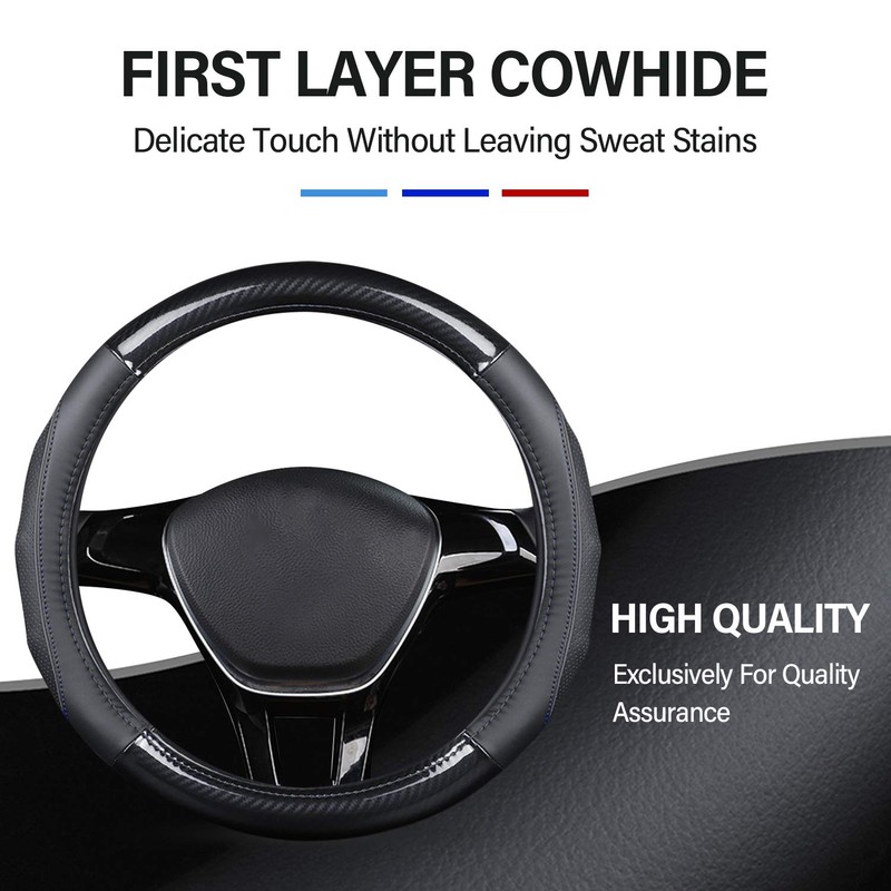 Ergocar Sport Carbon Fiber & First Layer Cowhide Car Steering