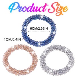 Banatra Rhinestone Hair Ties Sparkly Ponytail Holders Crystal Hair Bands Beaded Hair Scrunchies Hair Elastics Hair Accessories for Women and Girls (Pack of 3)