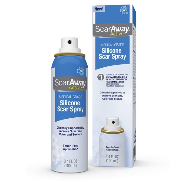 ScarAway Silicone Scar Spray, Touch-Free Application Scar Care for Keloid & Hypertrophic Scars, Reduces Redness, Itching & Discomfort, 3.4 Fl Oz