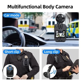 CAMMHD C8-256G 2K/1296P Body Camera,11-12Hours Video Record,Night Vision Body Cam,IP67 Waterproof Data-encrypt Body Mounted Camera with 2pcs 360°Rotatable Clips for Police Law Enforcement,Personal Use