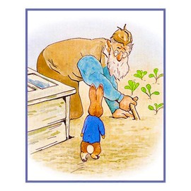 Peter Rabbit and Mr. McGregor Inspired by Beatrix Potter Counted Cross Stitch Pattern
