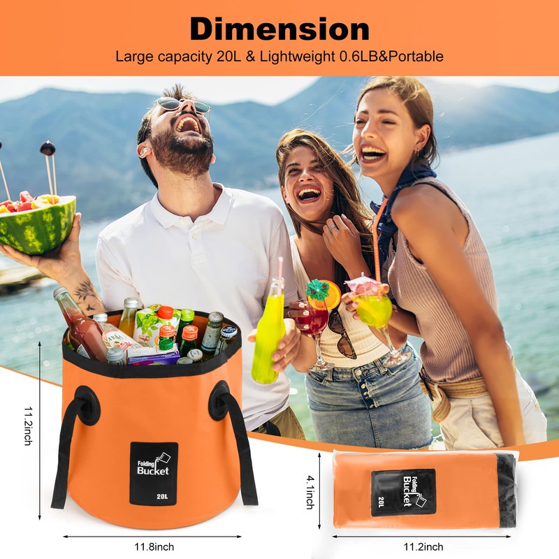 B013 Collapsible Bucket with Handle - Foldable Water Bucket for