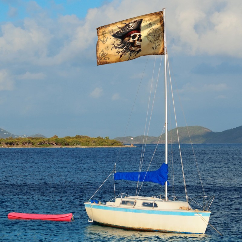 Pirate Flag – Jolly Roger Flag with Pirate Map –