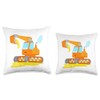 Happy Excavator Shovels Sand on Construction Site Boys Throw Pillow