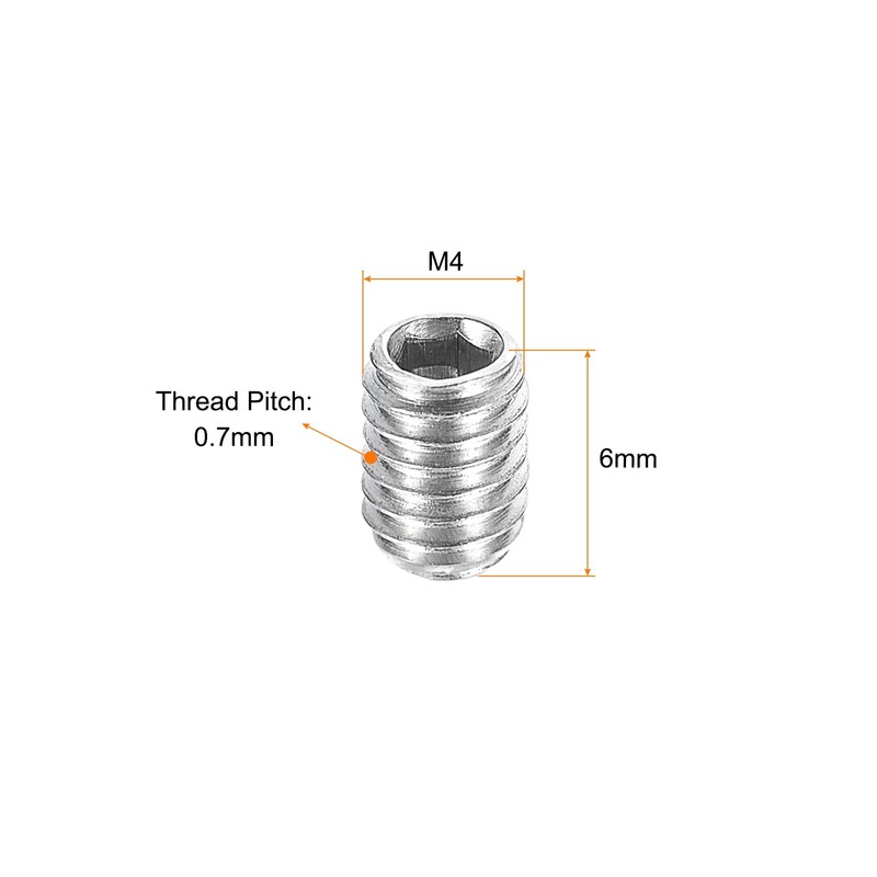 sourcing map Ball Point Set Screws, M4 x 6mm 304
