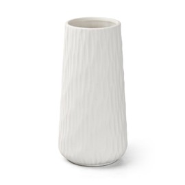 Volumoon Ceramic Vase 21 cm, White Ceramic Vase, Vases for Pampas Grass, Flower Vase, Aesthetic Vase, Vases for Table Decoration, Flower Vase for Living Room, for Storage of Dried Flowers and Fresh