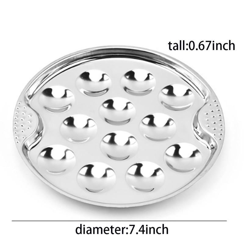 BAOPUSHIDAJILI 2Pcs Stainless Steel Escargot Plates with 12 Compartment Holes
