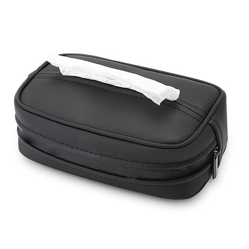 Car Tissue Box Multifunction Leather Seat Back Napkin Holder Container