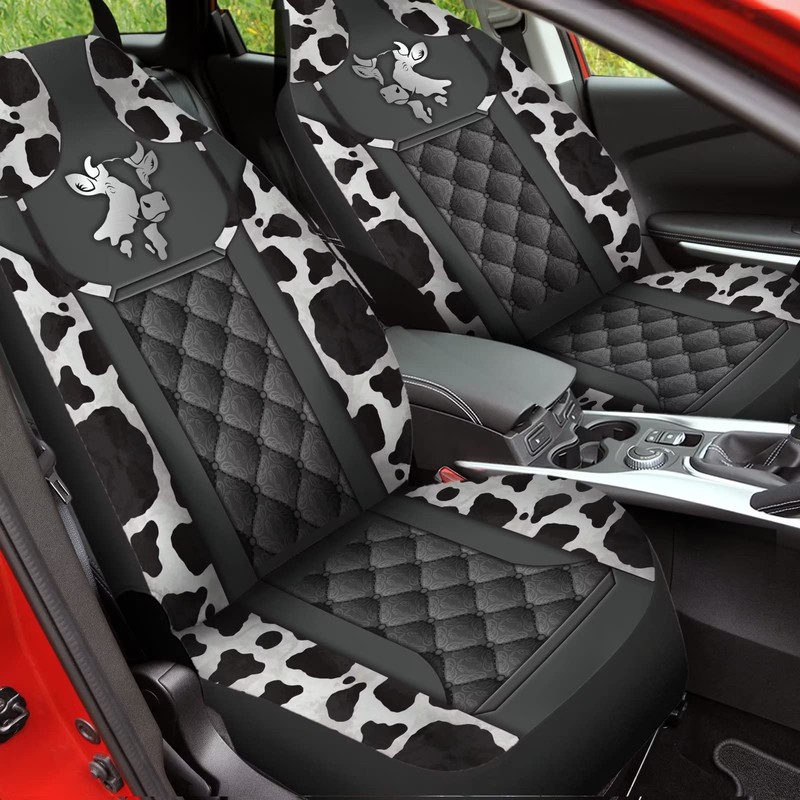 STUOARTE Cow Print Car Seat Covers for Front Seats, 2