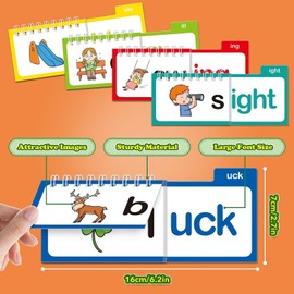 kokiya Word Families Sight Word Flash Cards Educational Read and Rhyming Flip Books for Home
