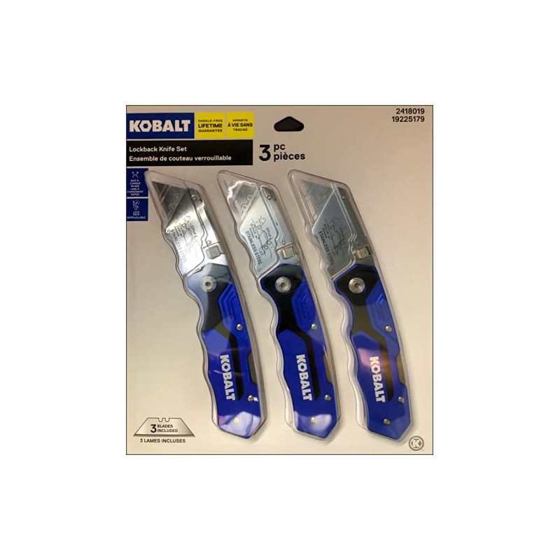 Kobalt Lockback Utility Knife 3 Piece Set with Quick Change