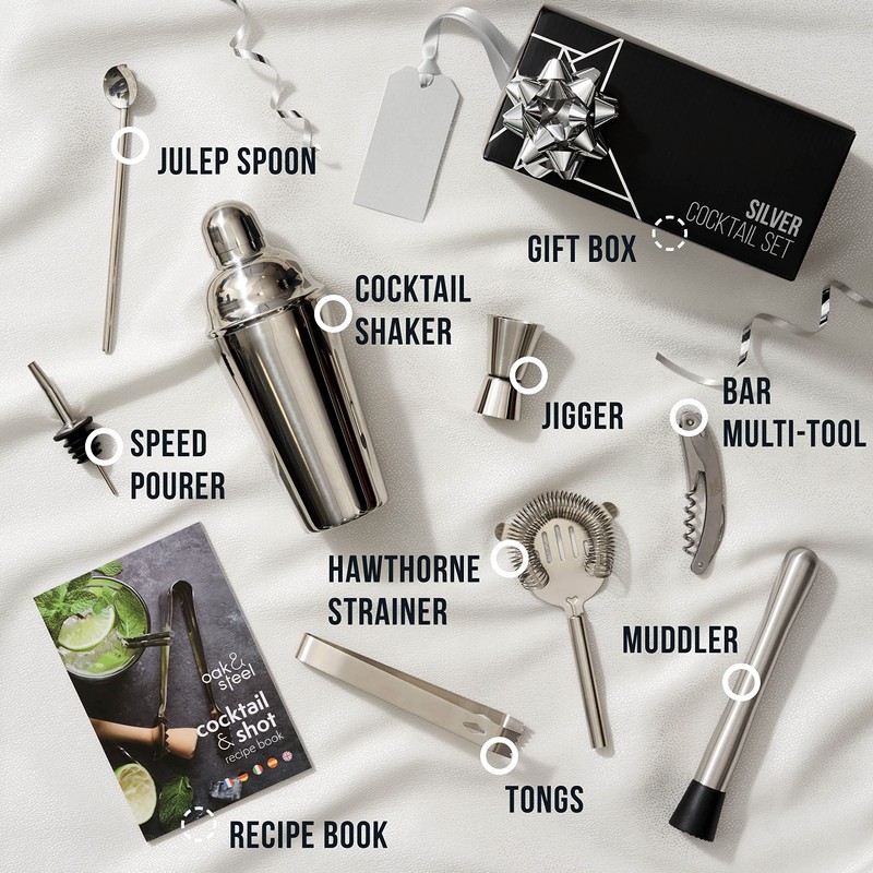 Oak & Steel - 10 Piece Premium Stainless Steel Cocktail