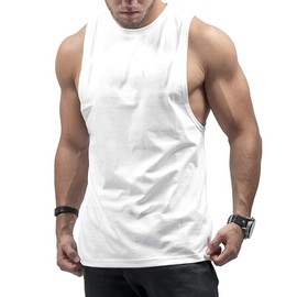 InleaderStyle Men's Workout Tank Tops Cotton Gym Muscle Sleeveless T-Shirts Bodybuilding Fitness Athletic Tank Tops - WT-L