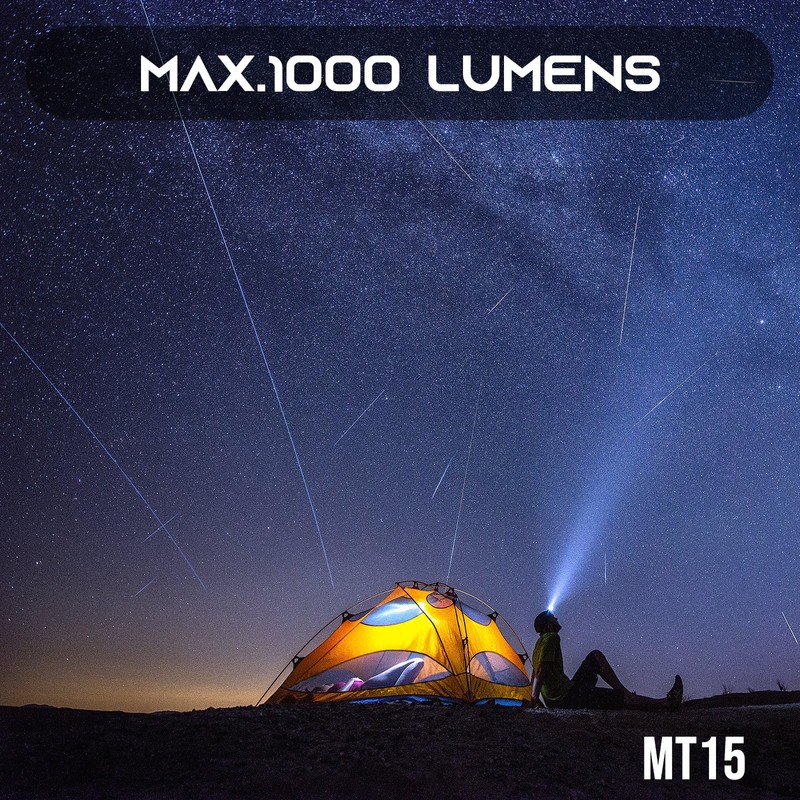 TrustFire MT15 Headlamp, 1000 Lumen Headlamp Rechargeable IPX8 Waterproof Head