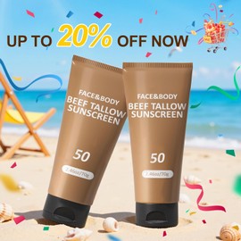 Beef Tallow Sunscreen, Sunscreen for Face, Natural Reef Safe Sunblock for Face Body, Non Greasy Clean Travel Sun Screen Sunblock for Sunmmer Outdoor Travel, 3 Packs