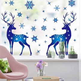 E-SideStep Christmas Window Clings Christmas Window Stickers Christmas Decorations for Windows Glass Walls Stickers Snowflake Santa Claus Reindeer Decals for Party
