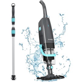 PoolMr Cordless Handheld Pool Vacuum, Rechargeable Pool Cleaner with 16 Gal/Min Powerful Suction for Above Ground Pools, Spas, Hot Tubs, 60 Mins Runtime, Perfect for Cleaning Debris Underwater, Black