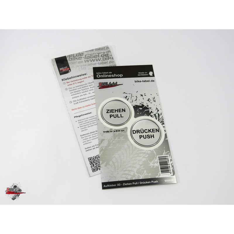 BIKE-label Door Sign 3D Sticker Diameter 45 mm Aluminium Look