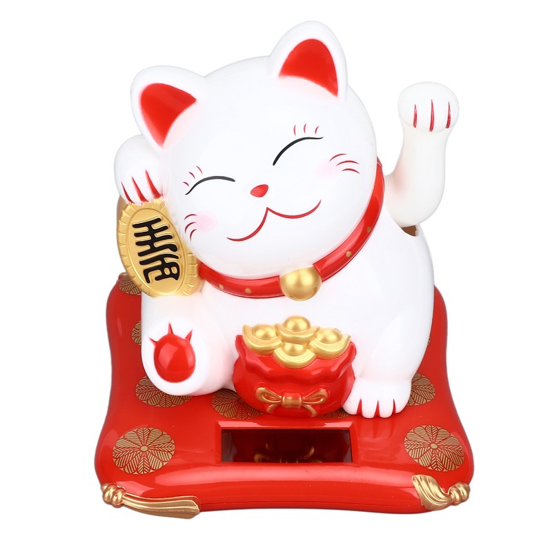 Lucky Cat Solar Powered Cute Decorative Wealth Welcoming Waving Fortune
